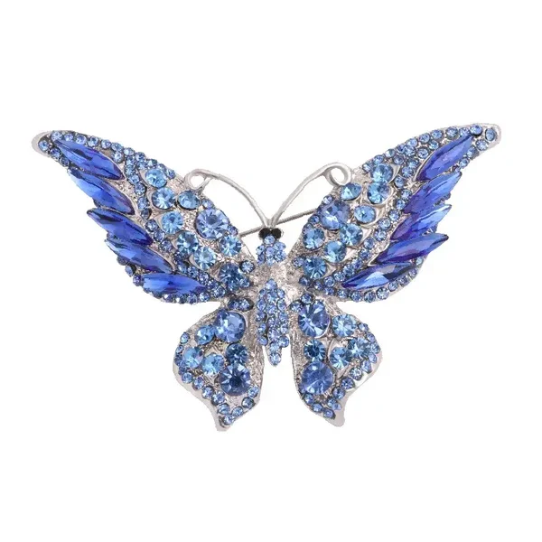 Broche Papillon style vintage Aux reflets De Couleur Bleu