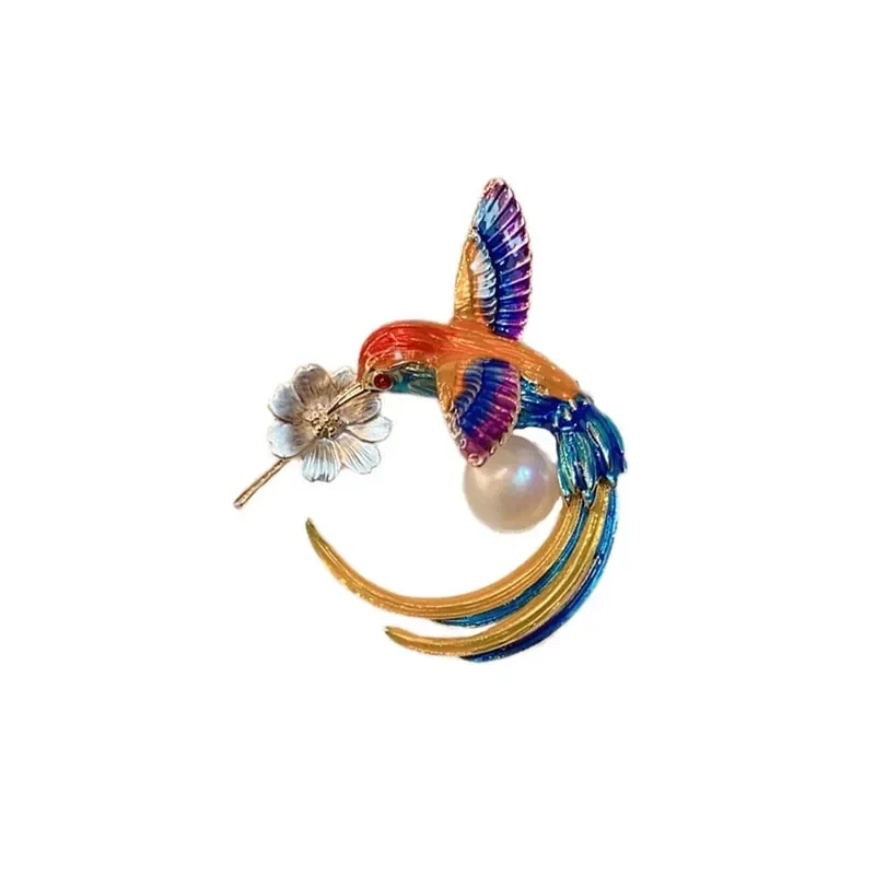 Broche Oiseau colibri Perle