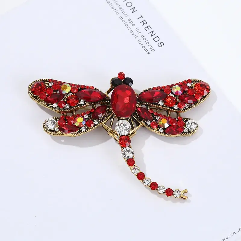 Broche Libellule De Couleur Rouge Style Art Nouveau