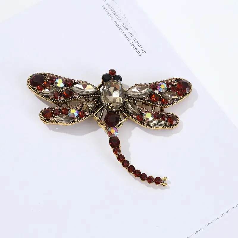 Broche Libellule De Couleur Brun Style Art Nouveau