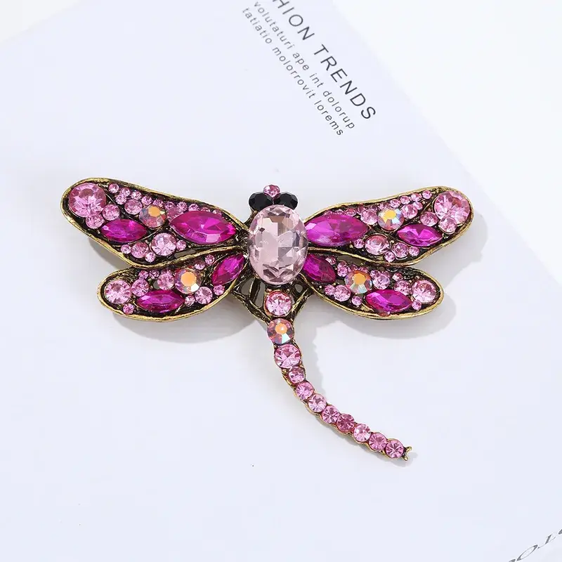 Broche Libellule De Couleur Rose Style Art Nouveau