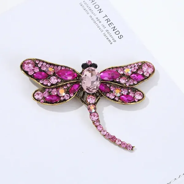 Broche Libellule De Couleur Rose Style Art Nouveau