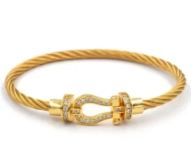 Bracelet Torsadé Inspiration Marine plaqué Or Jaune Zircon