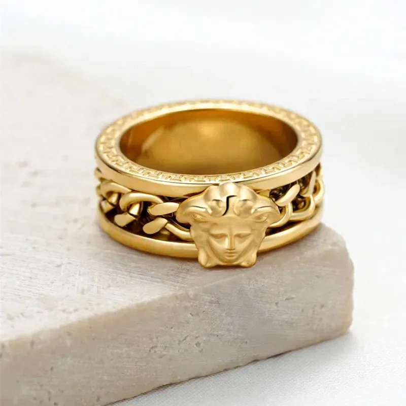 Bague Plaqué Or Jaune 18K Style Medusa