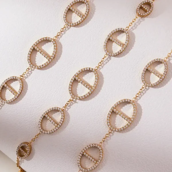 Bracelet Plaqué Or 18K Maillons d'Ancre Zircon