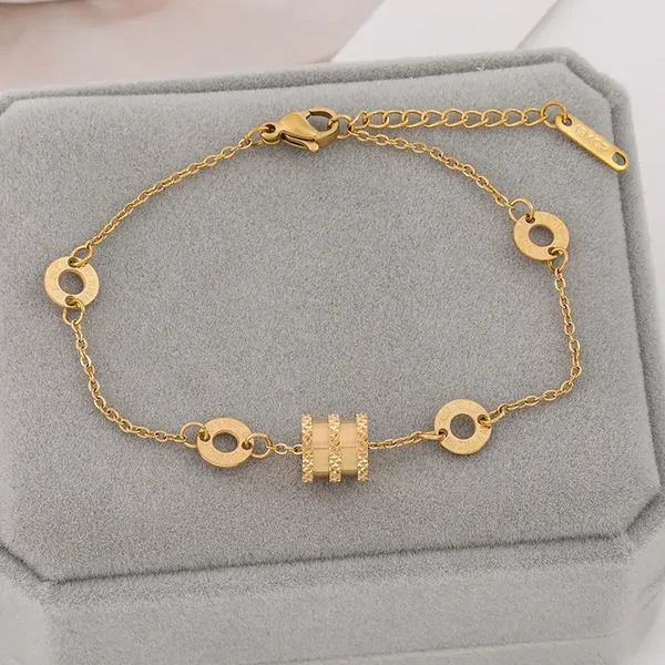 Bracelet Maille Double Doré à l'Or fin 18K Motif Monogram