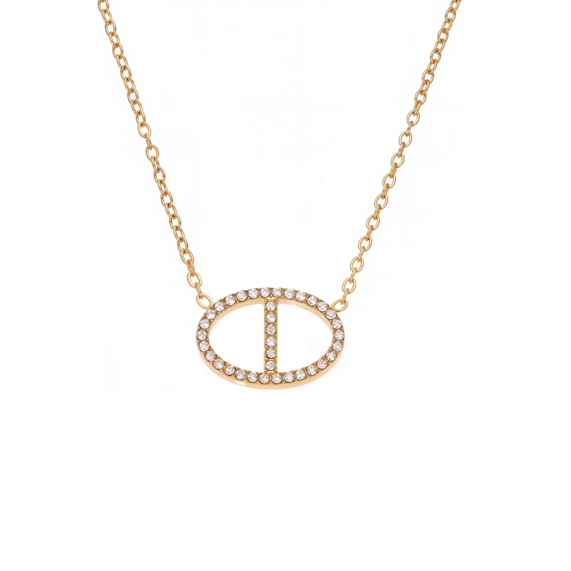 Collier Plaqué Or 18K Maillon d'Ancre Zircon