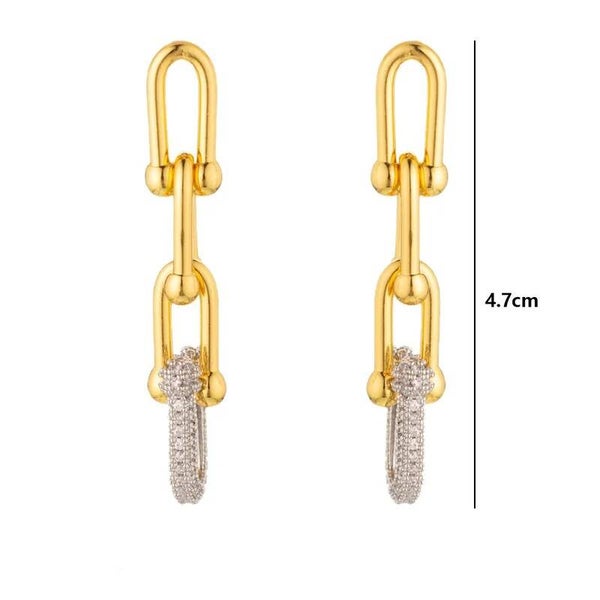 Boucles D'Oreilles Audace à Maillons Plaqué Or 18K Zircon