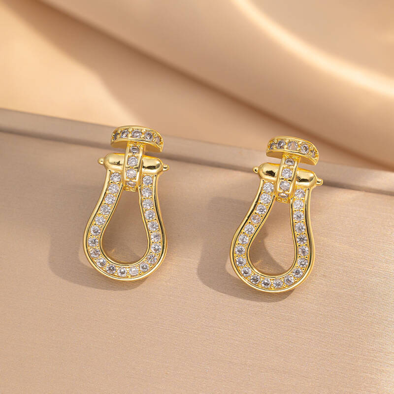 Boucles D'Oreilles Inspiration Marine plaqué Or 18K Zircon
