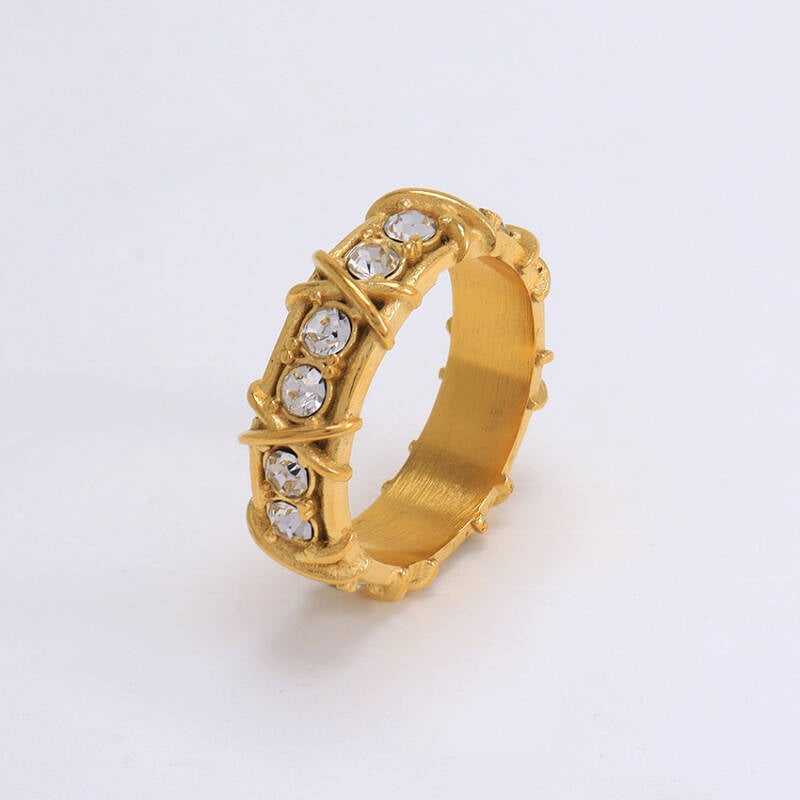 Bague X Plaqué Or 18K Zircon