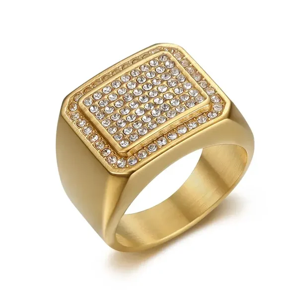Bague XXL Mixte Plaqué Or Jaune 18K Zircon