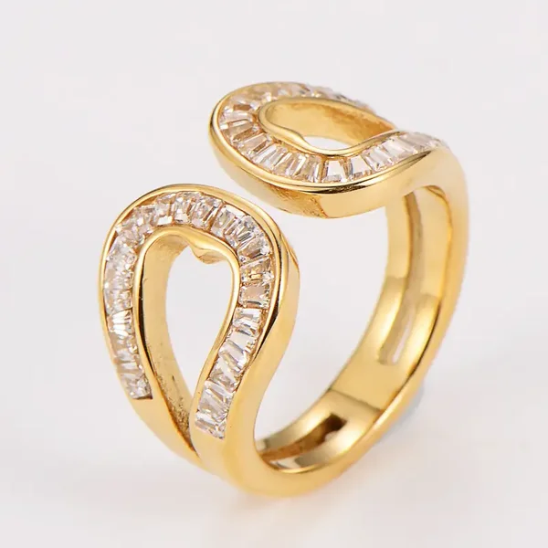 Bague Ouverte Plaqué Or 18K Oxyde de Zirconium