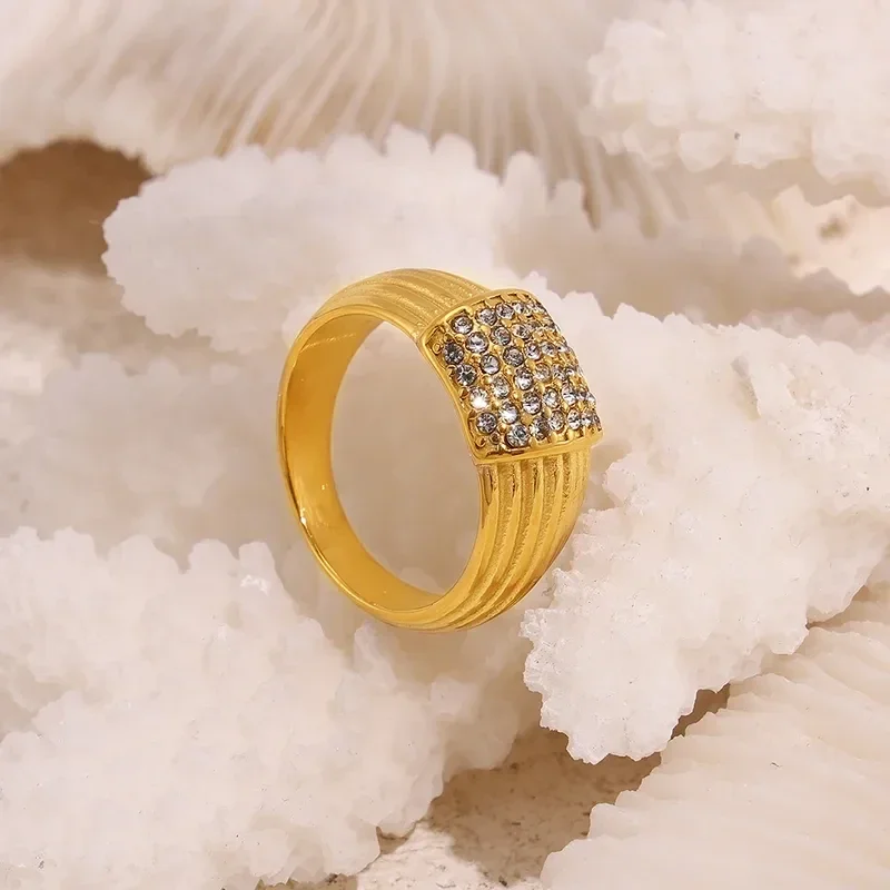 Bague XL Plaqué Or 18K Zircon