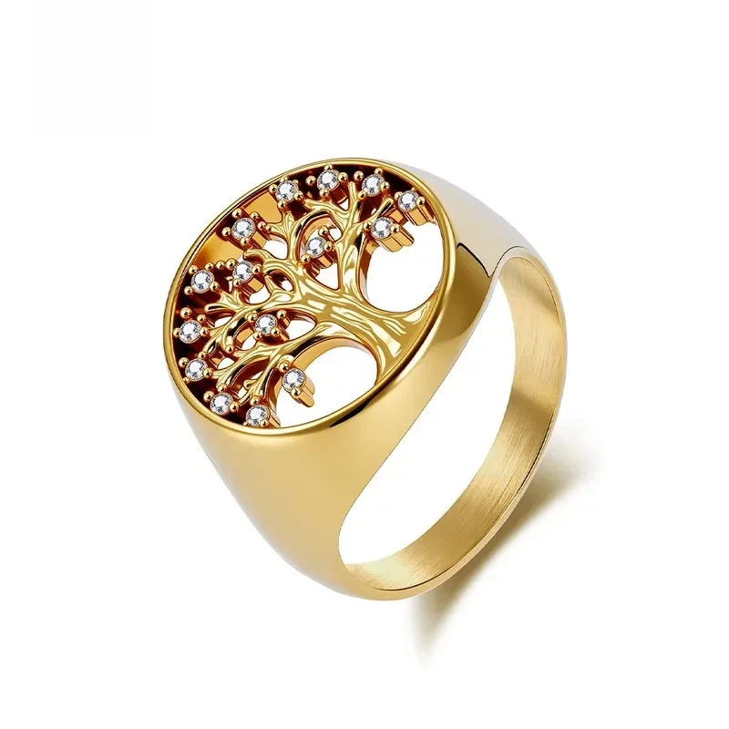 Bague XL Arbre de Vie Plaqué Or 18K Zircon