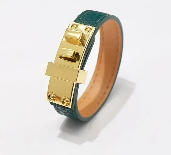 Bracelet Couleur En Cuir Vert