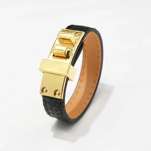 Bracelet Couleur En Cuir Noir