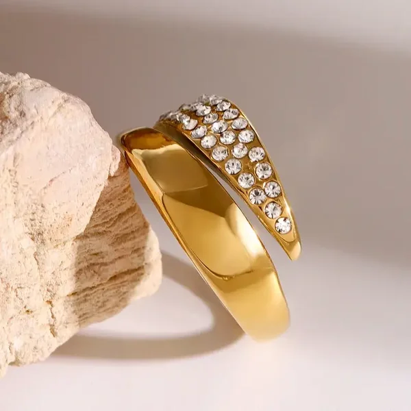 Bague Ouverte Plaqué Or 18K Oxyde de Zirconium