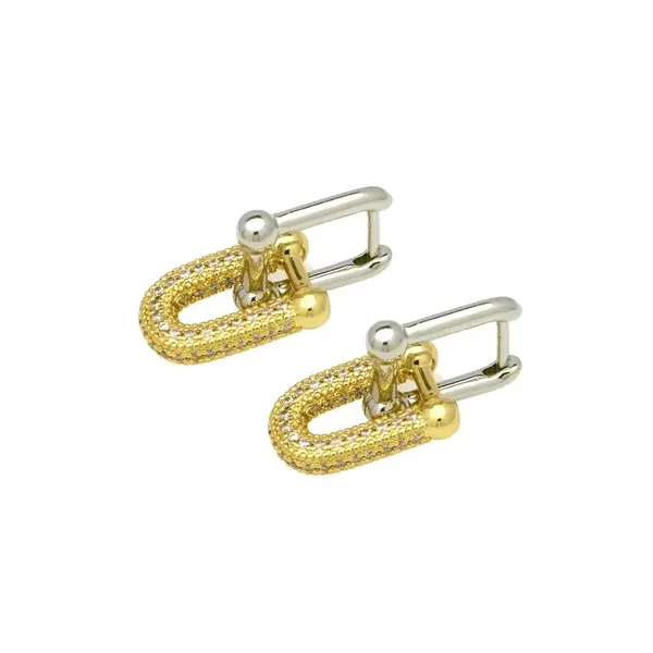 Boucles D'Oreilles Audace à Maillon Unique Plaqué Or 18K Zircon