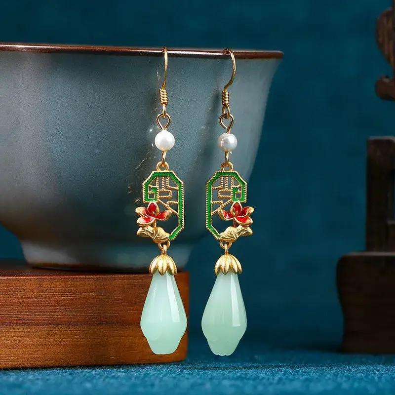 Boucles d'oreilles bohême Argent Plaqué Or Jaune Pierre naturelle