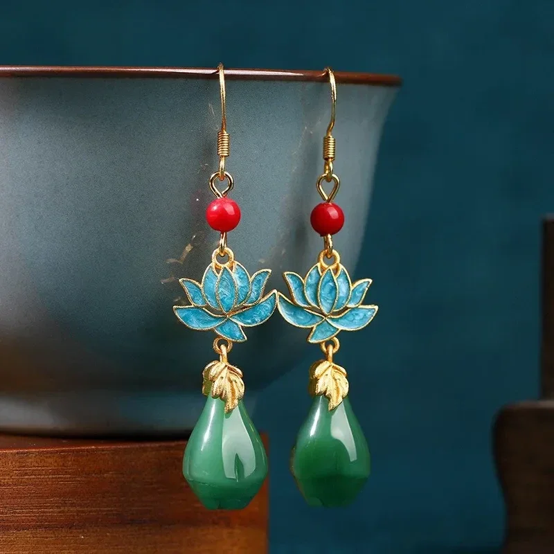 Boucles d'oreilles bohême Lotus Argent Plaqué Or Jaune
