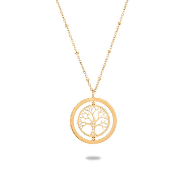 Collier Arbre de Vie Plaqué Or Oxyde de Zirconium