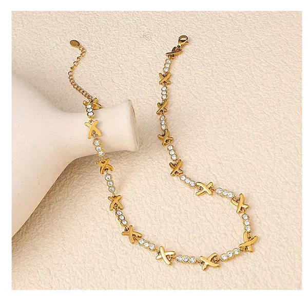 Collier Chaîne X Plaqué Or 18K Zircon