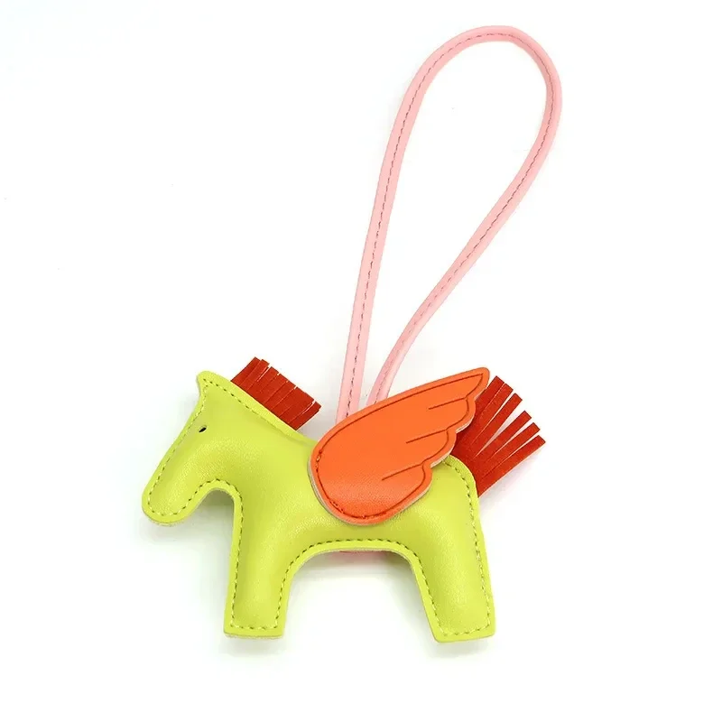 Charm Pendentif De Sac Rodéo en Cuir Jaune