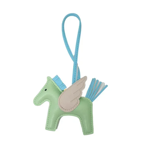 Charm Pendentif De Sac Rodéo en Cuir Vert Clair