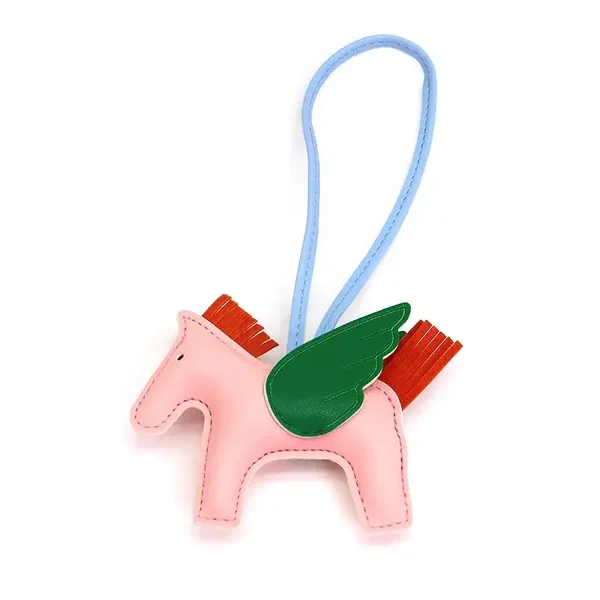 Charm Pendentif De Sac Rodéo en Cuir Rose Clair