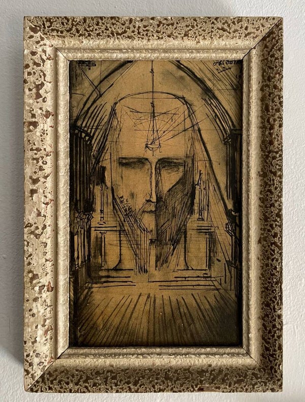 Jan Toorop (1858-1928) - Gestileerd hoofd van Christus