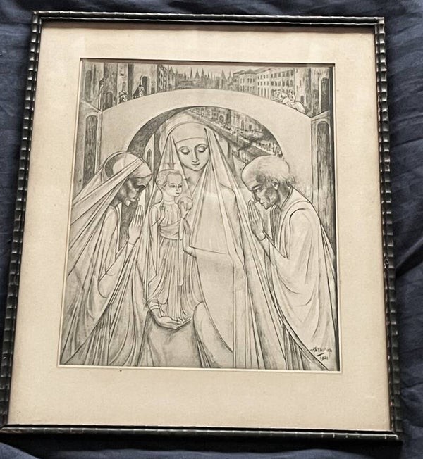 Jan Toorop (1858-1928) - Maria met kind en gebedsgangers