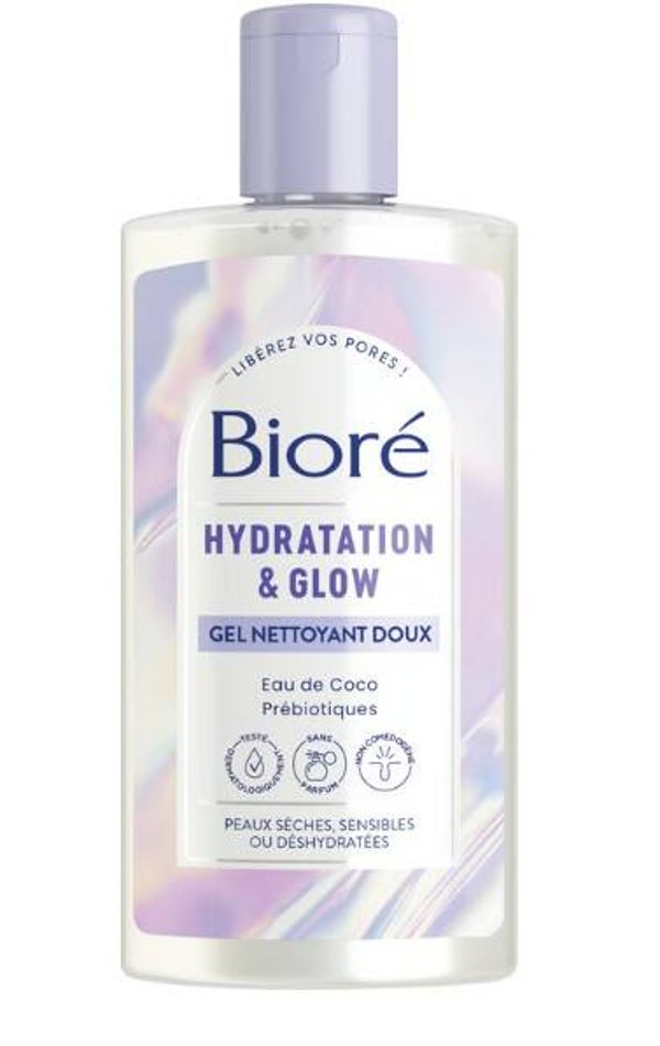 Bioré Gel nettoyant doux Hydratation & Glow Eau de Coco Prébiotique 200ML