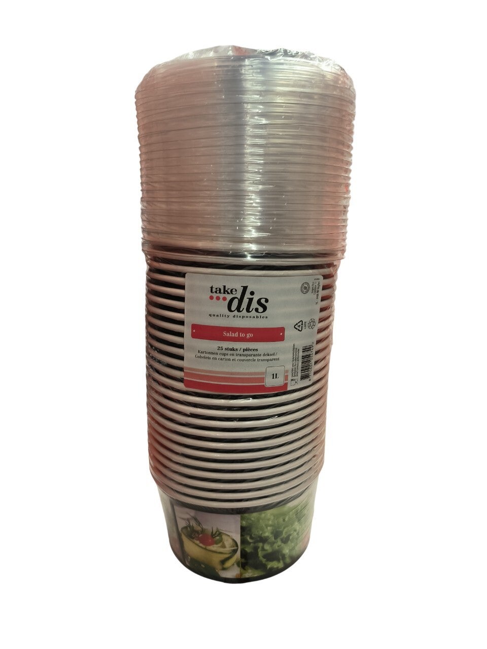 25 bols saladier carton  + couvercles 1000ml épais et résistant huhtamaki