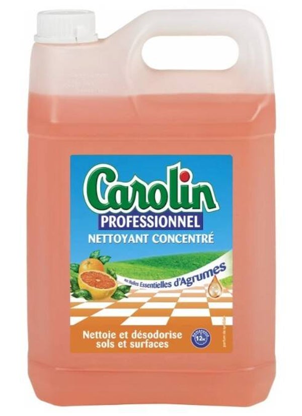 Nettoyant universel multi surfaces parfumé Agrumes professionnel Carolin bidon de 5 L