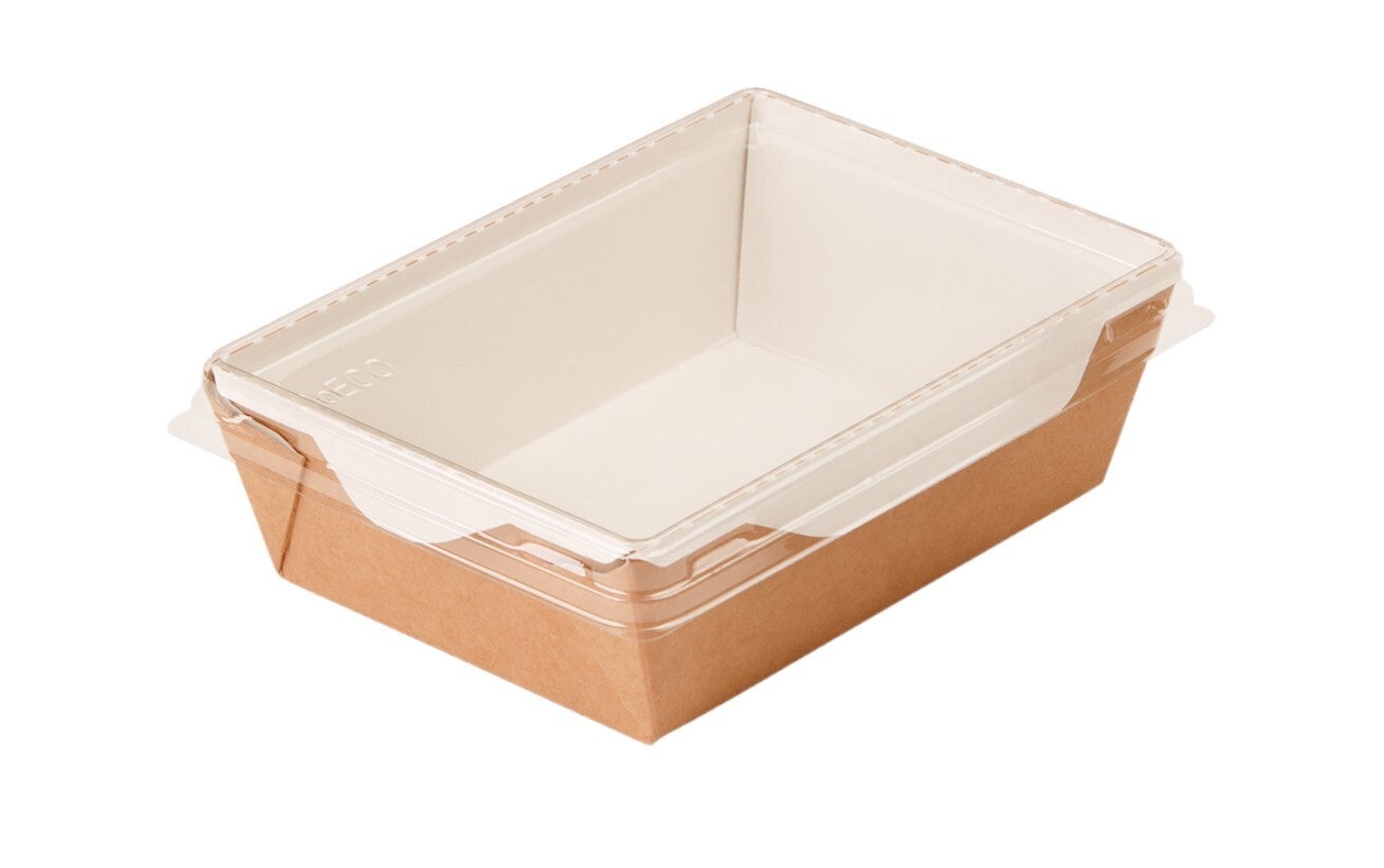 50 Barquettes Kraft micro-ondables ECO OpSalad 400 ml 145x95x45 avec couvercles