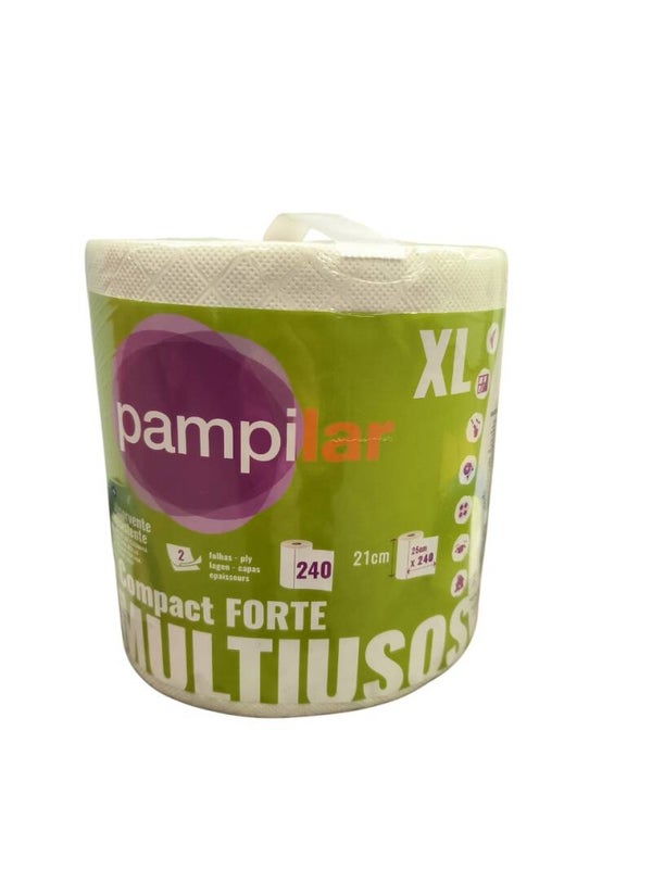 Bobine papier essuie tout XL Pampilar  240 feuilles résistant et absorbant 2 plis