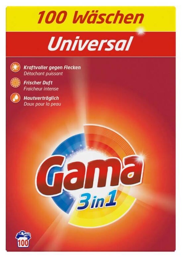 Lessive en Poudre universelle formule ultra détachante GAMA 6 KG 100 Lavages Machine et Mains