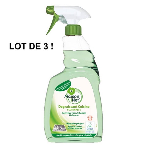 Lot de 3  Ultra Dégraissant Cuisine MAISON NET Eco Label spray de 750mL  HACCP