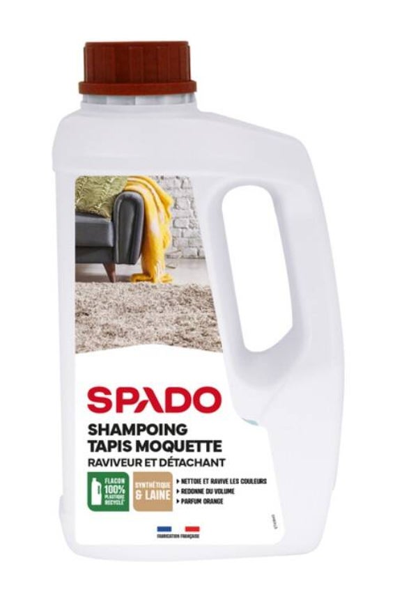 Shampooing nettoyeur raviveur pour moquette, tapis liquide SPADO Bidon 1 Litre