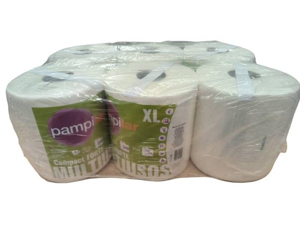 6 Bobines papier essuie tout XL Pampilar 240 feuilles résistant et absorbant 2 plis