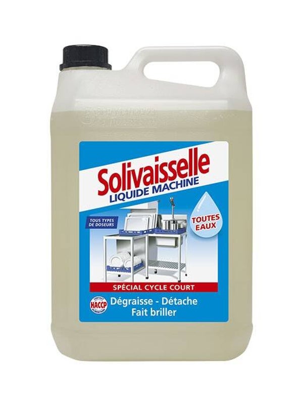 Solipro Solivaisselle Liquide Machine Toutes Eaux 5 Litres Ultra Dégraissant désinfectant Vaisselles ustensiles et matériels de cuisine