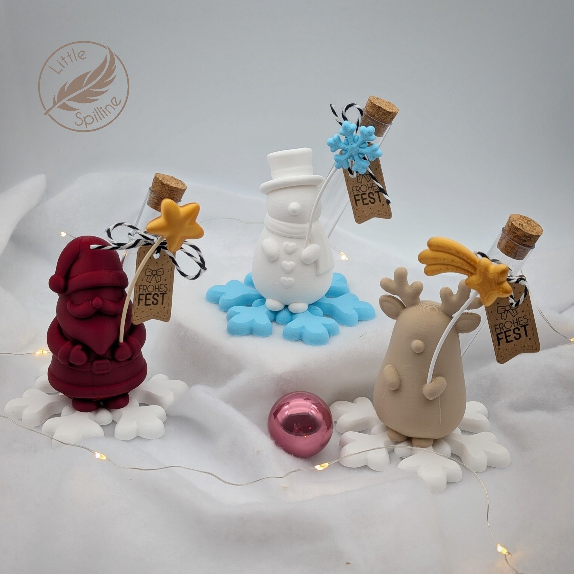 Weihnachtliche Geldgeschenk-Figuren mit Reagenzglas