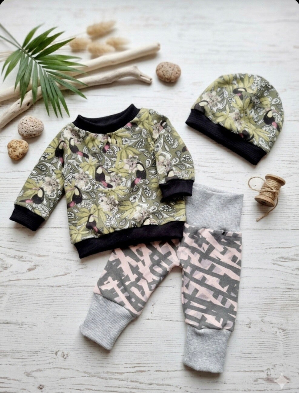 Puppenkleider Set | Gr. 43 cm | grün grau rosa