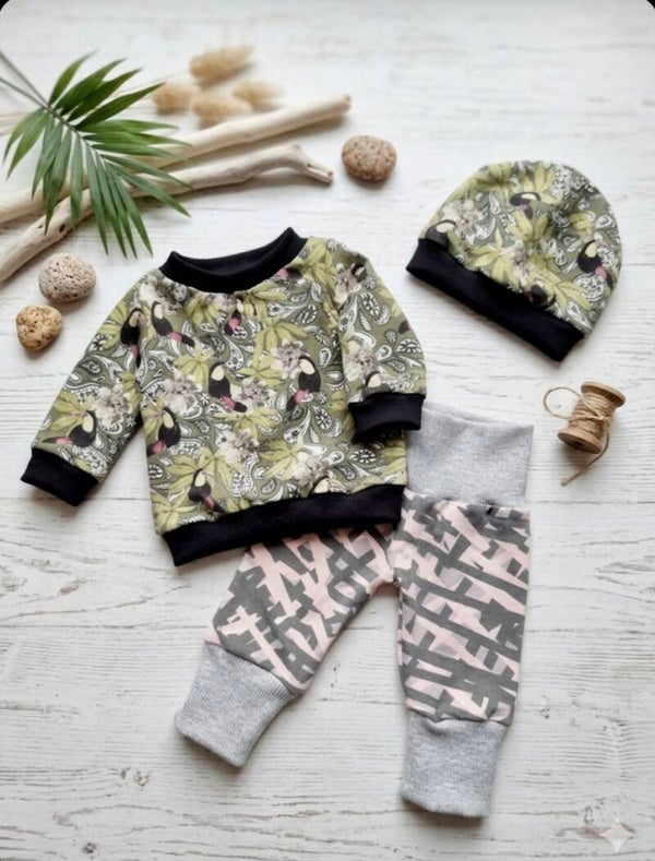 Puppenkleider Set | Gr. 43 cm | grün grau rosa