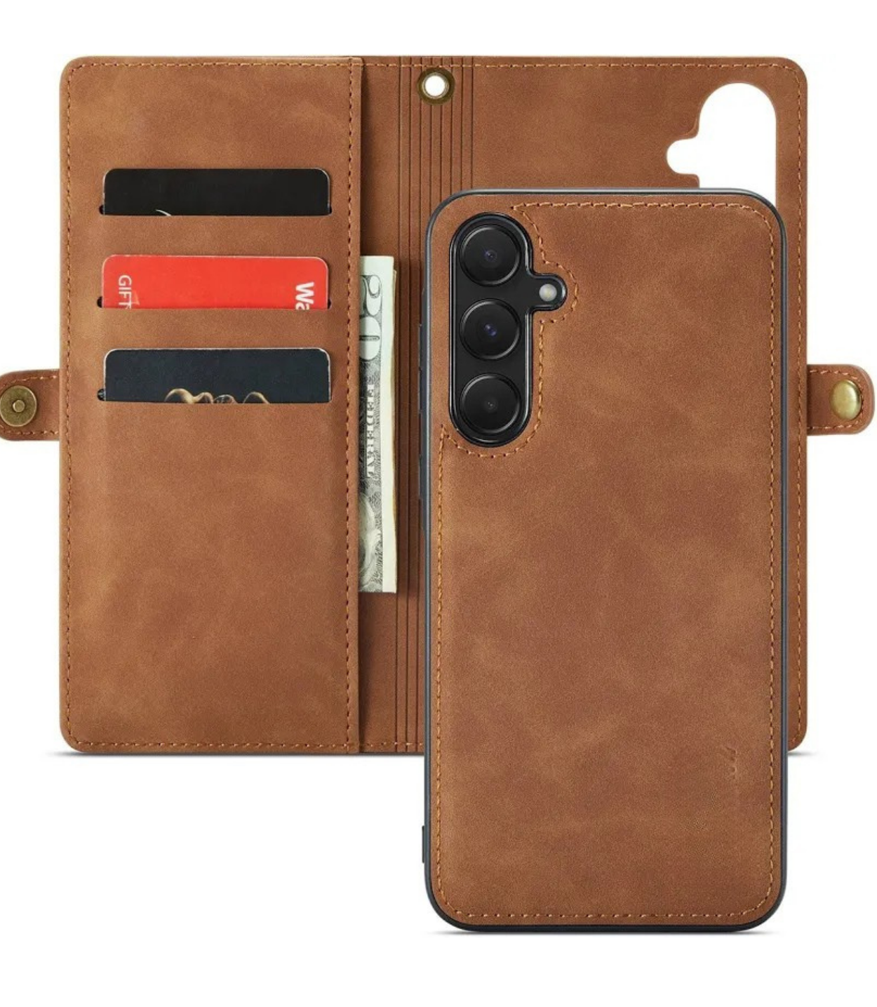 Luxe Leren 2-in-1 Magnetische Wallet Case voor Samsung – Bruin