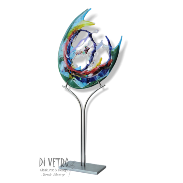 Glasfusing Kunstobject / RVS  'SO LONG'