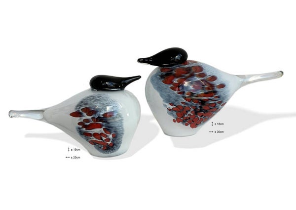 Glasobject vogel 'Red Feather'