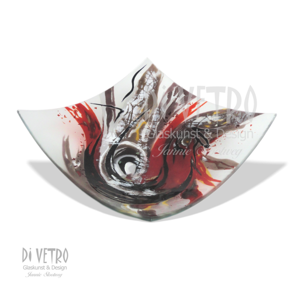 Glasfusing Object - Schaal  'SQUARELY ABSTRACTION II' 35 x 35cm