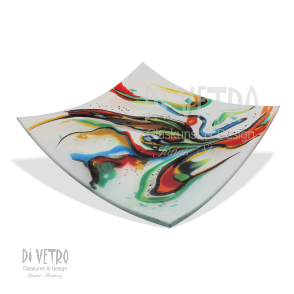 Glasfusing Object - Schaal:  'SQUARELY ABSTRACTION IV' 35 x 35cm