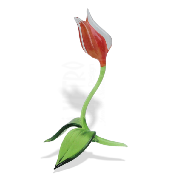 Glasobject 'Tulp' staand groot 15-18cm Oranje